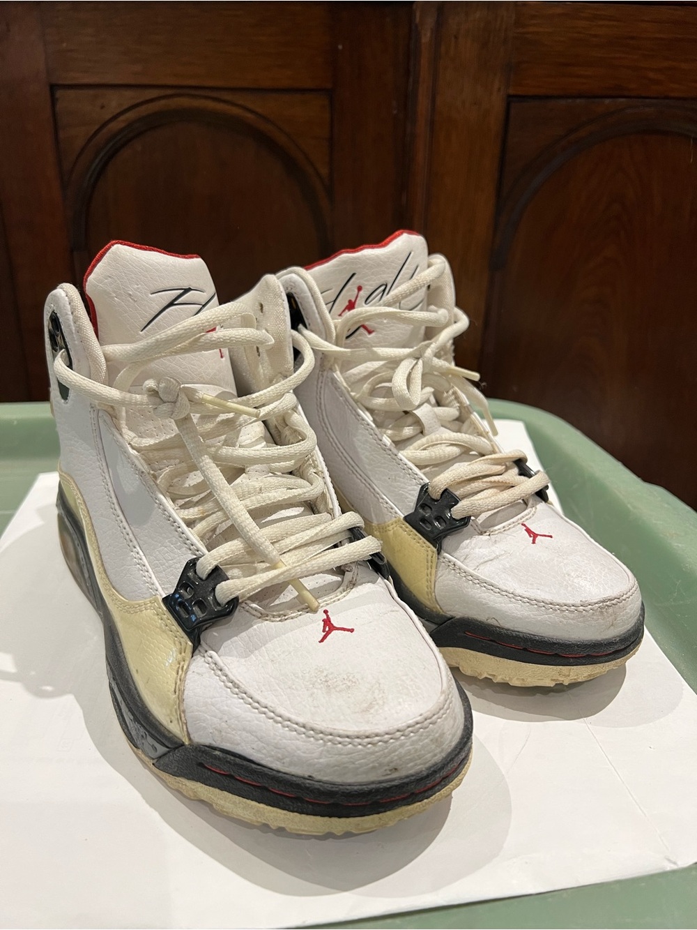 Jordan Men’s High-Top Sneakers in White and Red